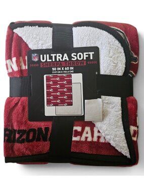 Arizona Cardinals Sherpa Throw Blanket Ultra Supersoft 60"x50" 100% Poly New NFL